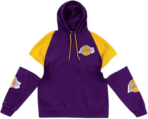 Mitchell & Ness 湖人队标拼色连帽衫男女同款紫色款 FPHDDA19007-LALPURP Buy Mitchell & Ness 湖人队标拼色连帽衫男女同款紫色款 FPHDDA19007-LALPURP