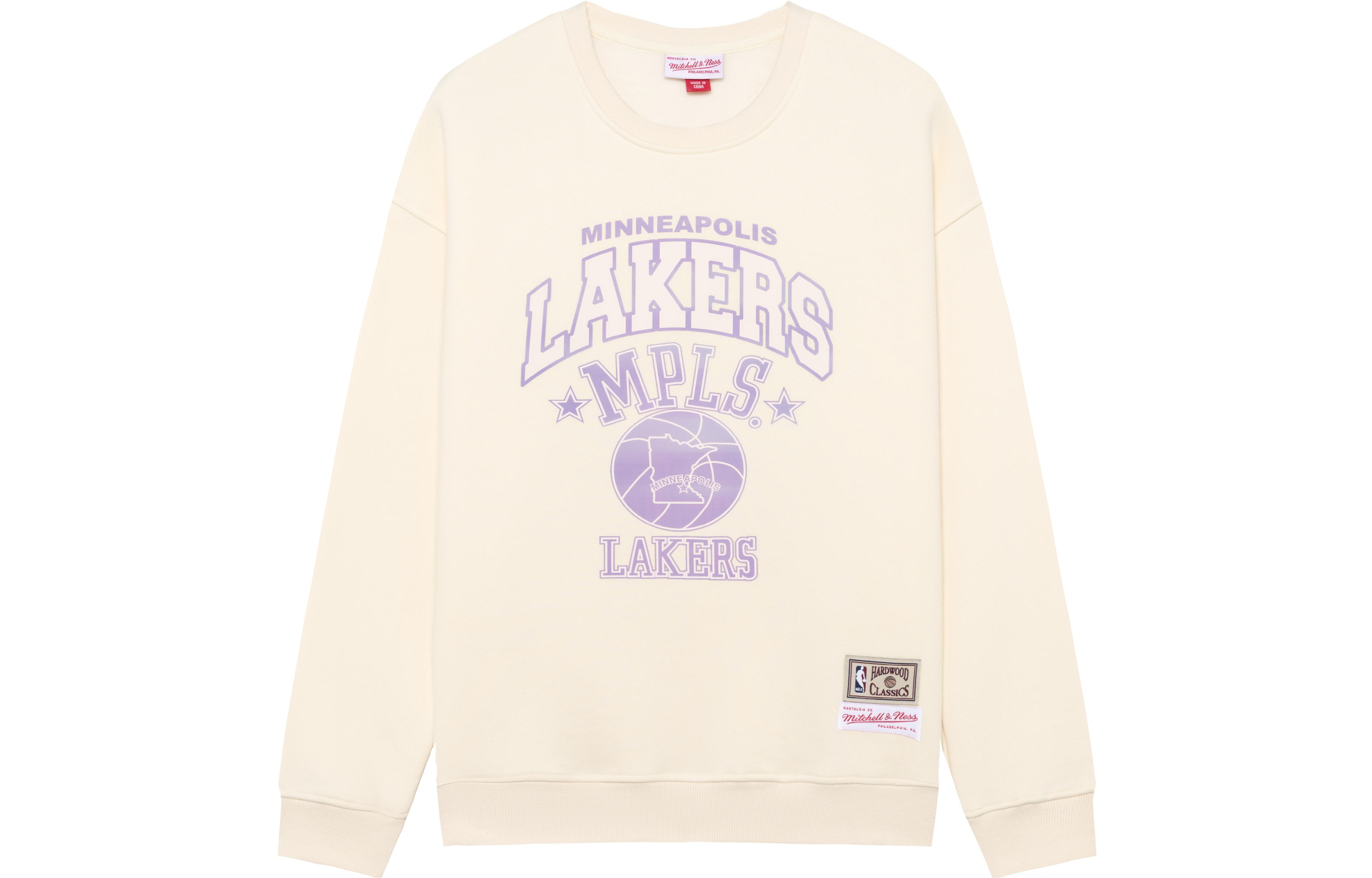 Mitchell Ness Mitchell & Ness Lakers Logo Crewneck Sweatshirt Unisex Black​​ MA13M021C-BLACK