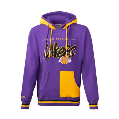Mitchell Ness Mitchell & Ness Lakers Purple Logo Embroidered Pullover Sweatshirt Unisex FPHD4849-LALYYPPPPURP