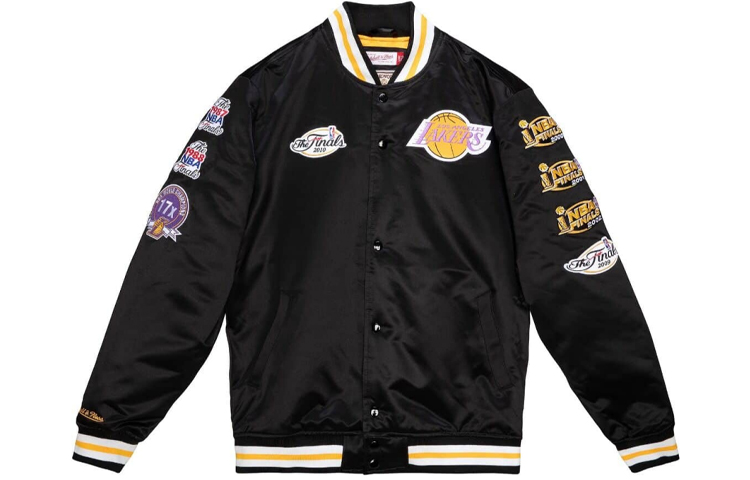 Mitchell Ness Mitchell & Ness Lakers Retro Embroidery Satin Bomber Jacket Unisex - Black. OJBF3232-LALYYPPPBLCK