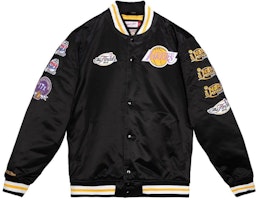 Mitchell Ness Mitchell & Ness Lakers Retro Embroidery Satin Bomber Jacket Unisex - Black. OJBF3232-LALYYPPPBLCK Mitchell Ness Mitchell & Ness Lakers Retro Embroidery Satin Bomber Jacket Unisex - Black. OJBF3232-LALYYPPPBLCK