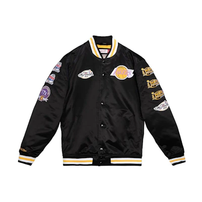 Mitchell Ness Mitchell & Ness Lakers Retro Embroidery Satin Bomber Jacket Unisex - Black. OJBF3232-LALYYPPPBLCK
