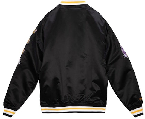 Mitchell Ness Mitchell & Ness Lakers Retro Embroidery Satin Bomber Jacket Unisex - Black. OJBF3232-LALYYPPPBLCK Lookbook Mitchell Ness Mitchell & Ness Lakers Retro Embroidery Satin Bomber Jacket Unisex - Black. OJBF3232-LALYYPPPBLCK
