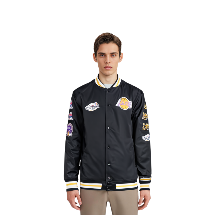 Purchase ミッチェル＆ネス レイカーズ レトロ刺繍 サテンボンバージャケット ユニセックス - ブラック. OJBF3232-LALYYPPPBLCK