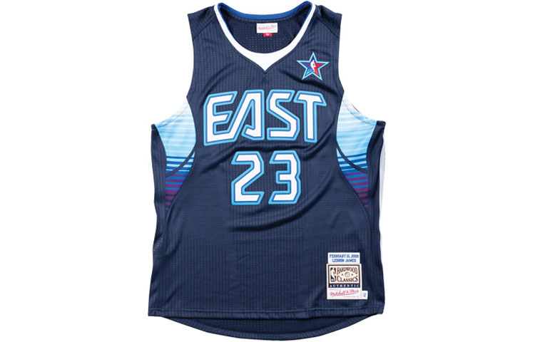 Mitchell Ness Mitchell & Ness LeBron James #23 NBA 09 All-Star Retro Basketball Jersey Blue. AJY4EL18003-ASENAVYLJA09