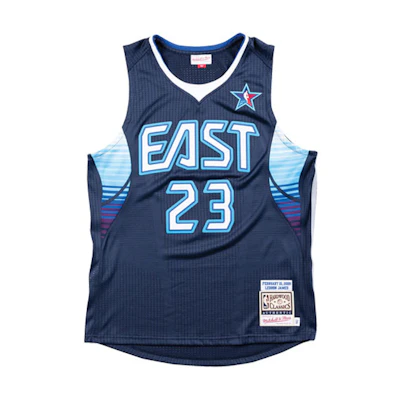 Mitchell Ness Mitchell & Ness LeBron James #23 NBA 09 All-Star Retro Basketball Jersey Blue. AJY4EL18003-ASENAVYLJA09