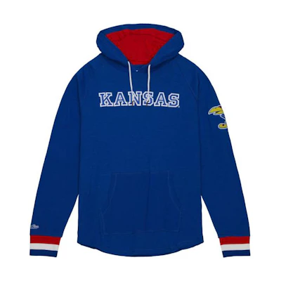 Mitchell Ness Mitchell & Ness Legendary Slub LS Hoodie University of Kansas Blue Pullover THOD4999-KAUYYPPPROYA