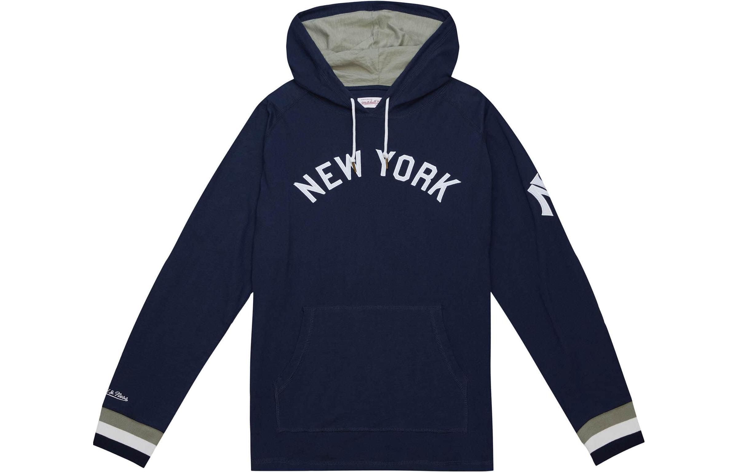 Mitchell Ness Mitchell & Ness Letter Logo Print Pullover Hoodie Navy Blue Long Sleeve THOD4999-NYYYYPPPNAVY