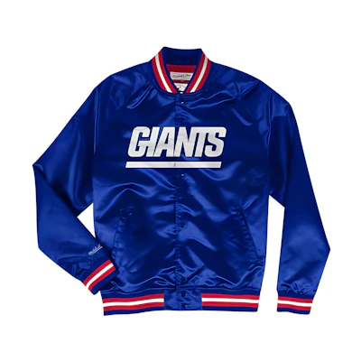 Mitchell Ness Mitchell & Ness Letter Print Button-Up Baseball Jacket Blue Menswear STJKMG18013-NYGROYA1