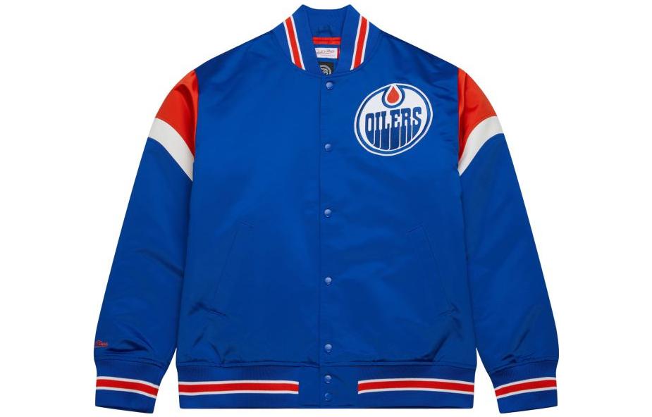 Mitchell Ness Mitchell & Ness Letter Print Button-Up Jacket Blue OJBF1178-ABRYYPPPROYA