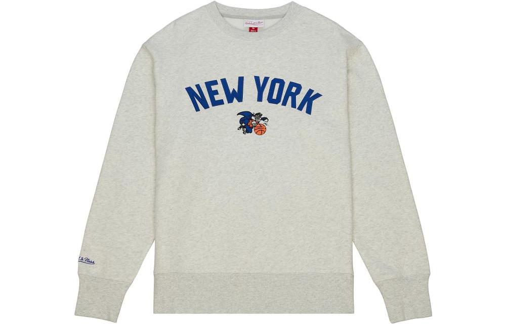 Mitchell Ness Mitchell & Ness Letter Print Crewneck Pullover Sweatshirt Men’s Grey GLSTTP22111-UKTGYHT