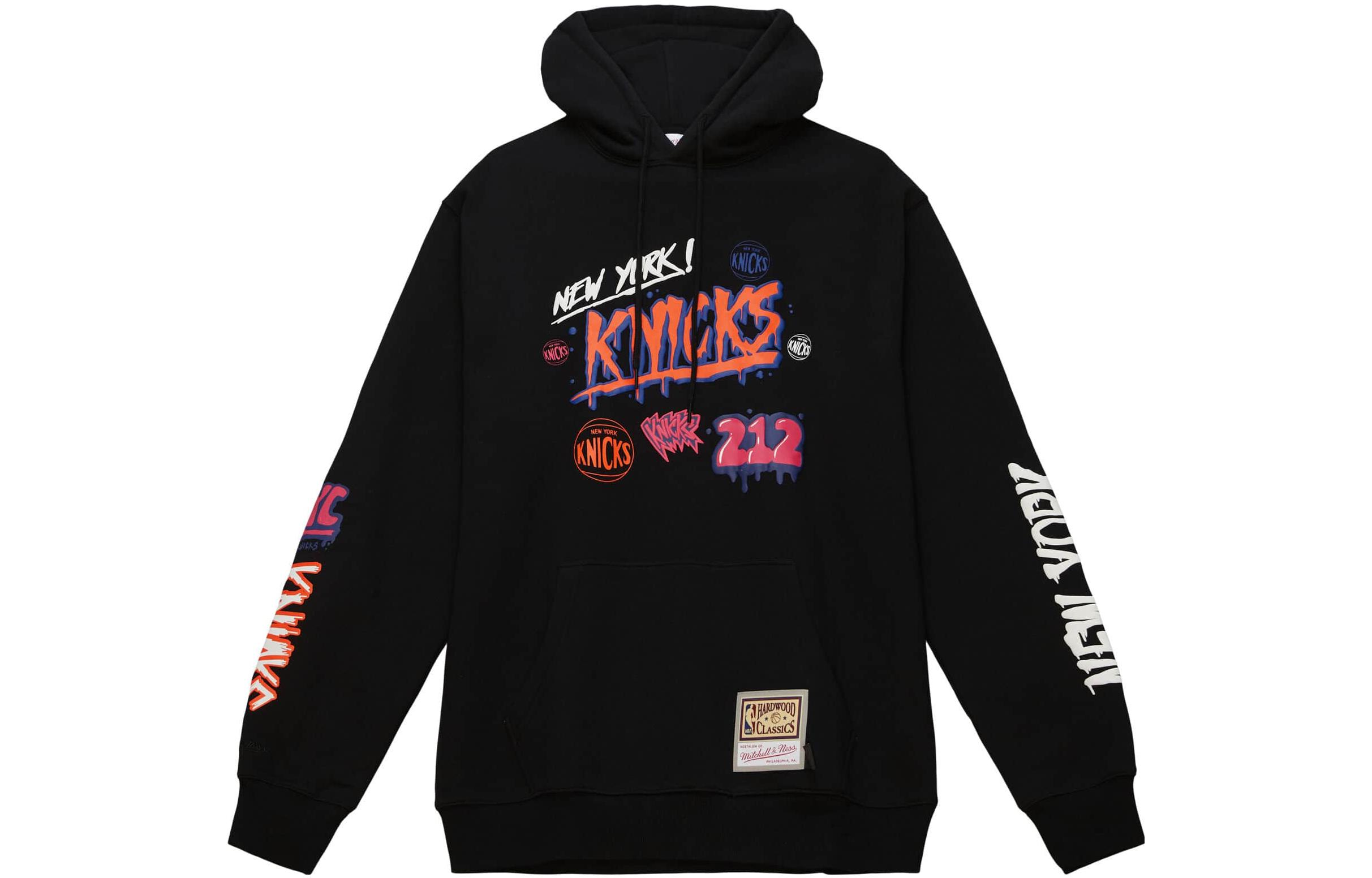 Mitchell Ness Mitchell & Ness Letter Printed Loose Fit Hoodie Black Long Sleeve BMPH2385-CLBYYITHBLCK