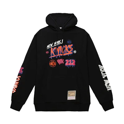Mitchell Ness Mitchell & Ness Letter Printed Loose Fit Hoodie Black Long Sleeve BMPH2385-CLBYYITHBLCK