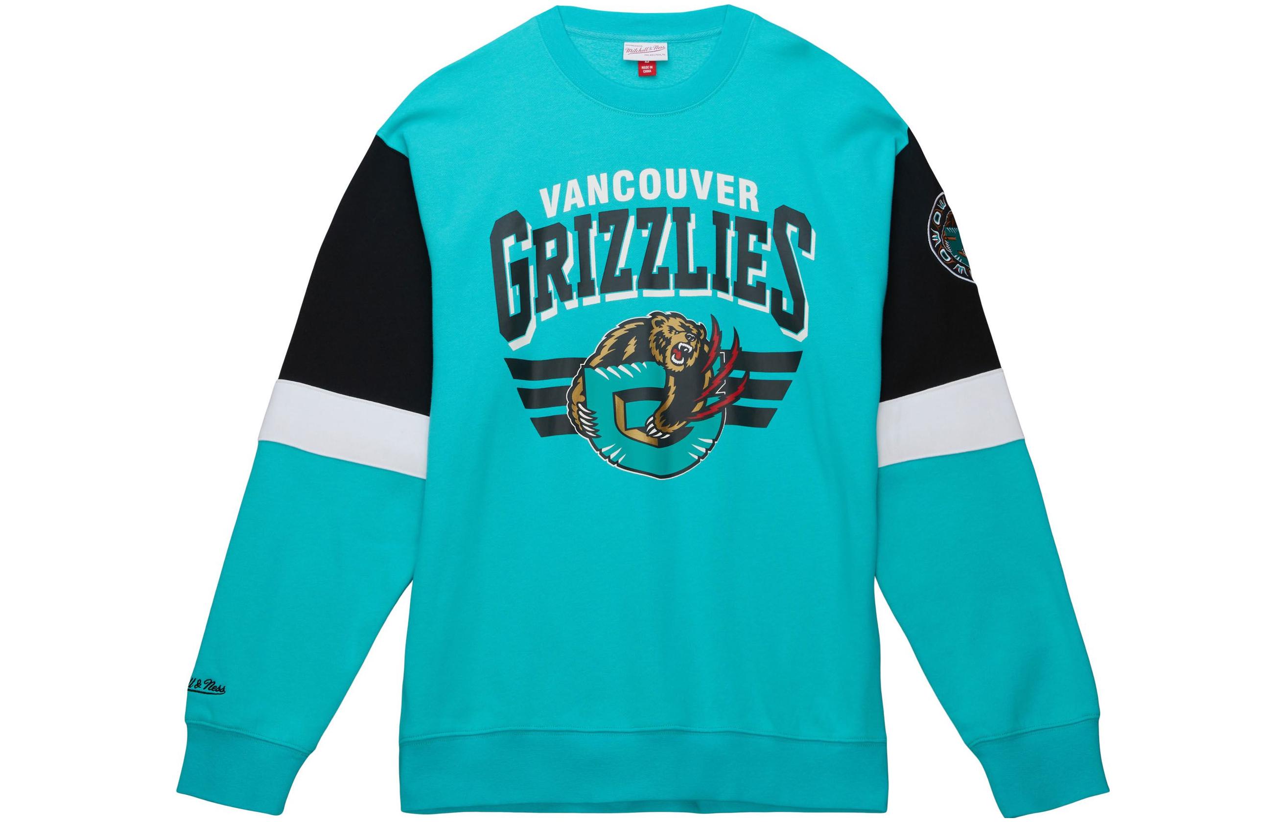 Mitchell Ness Mitchell & Ness Light Blue Striped Letter Cartoon Print Crewneck Sweatshirt FCPO5512-DLIYYPPPLNBL