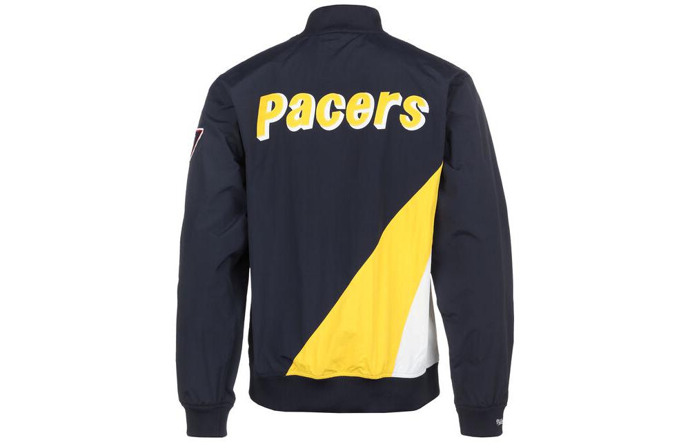 Lookbook Mitchell & Ness Jaket Lengan Panjang Logo Bordir Grafik Hitam. AWJKAC19185-IPANAVY95