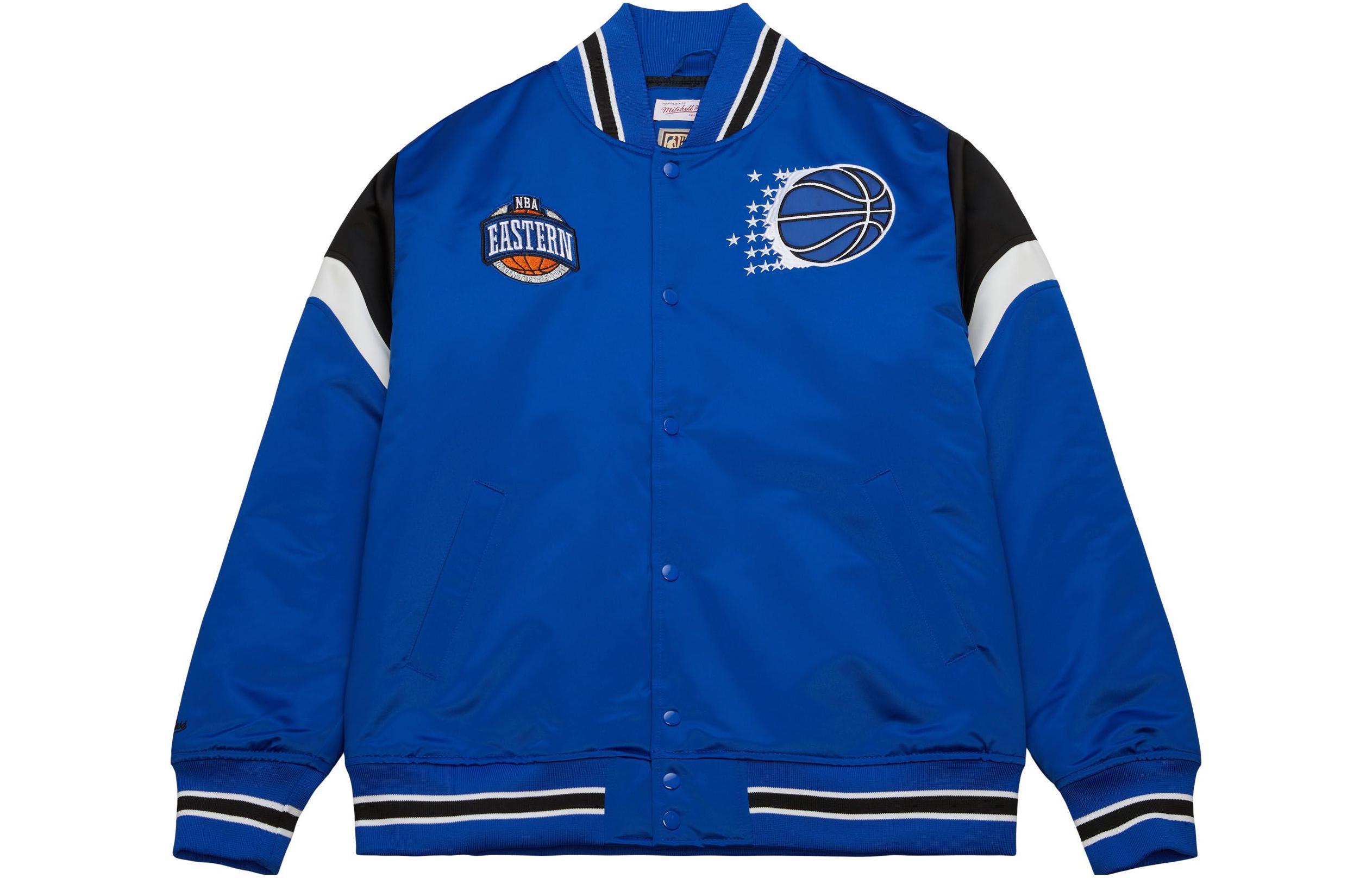Mitchell Ness Mitchell & Ness Loose Baseball Jacket Blue with Letter Print Button Design OJBF3397-CBUYYPPPLTBL