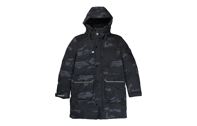 Mitchell Ness Mitchell & Ness Long Camo Puffer Down Jacket Black Winter Coat MN12J17-GRNCAMO
