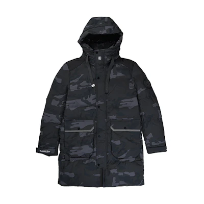 Mitchell Ness Mitchell & Ness Long Camo Puffer Down Jacket Black Winter Coat MN12J17-GRNCAMO