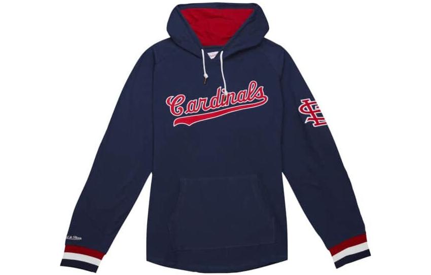 Mitchell Ness Mitchell & Ness Loose Fit Letter Print Hoodie in Blue THOD4999-SLCYYPPPNAVY