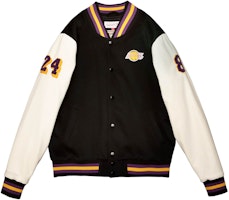 Mitchell Ness Mitchell & Ness Los Angeles Lakers Kobe Patchwork Baseball Jacket Black Mens VRJKKM19054-LALBKWHKBR Mitchell Ness Mitchell & Ness Los Angeles Lakers Kobe Patchwork Baseball Jacket Black Mens VRJKKM19054-LALBKWHKBR