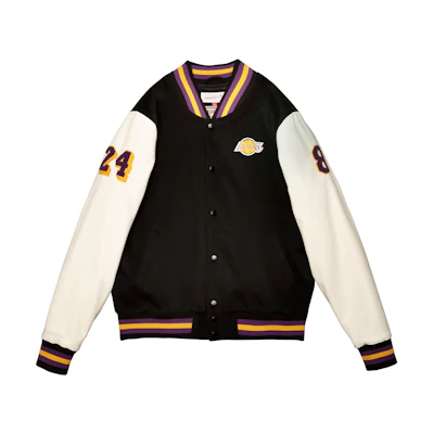 Mitchell Ness Mitchell & Ness Los Angeles Lakers Kobe Patchwork Baseball Jacket Black Mens VRJKKM19054-LALBKWHKBR