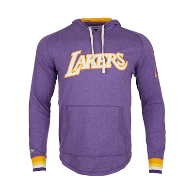 Mitchell Ness Mitchell & Ness Los Angeles Lakers Retro Striped Embroidered Hoodie White Men FTJKBW19049-LALWHIT