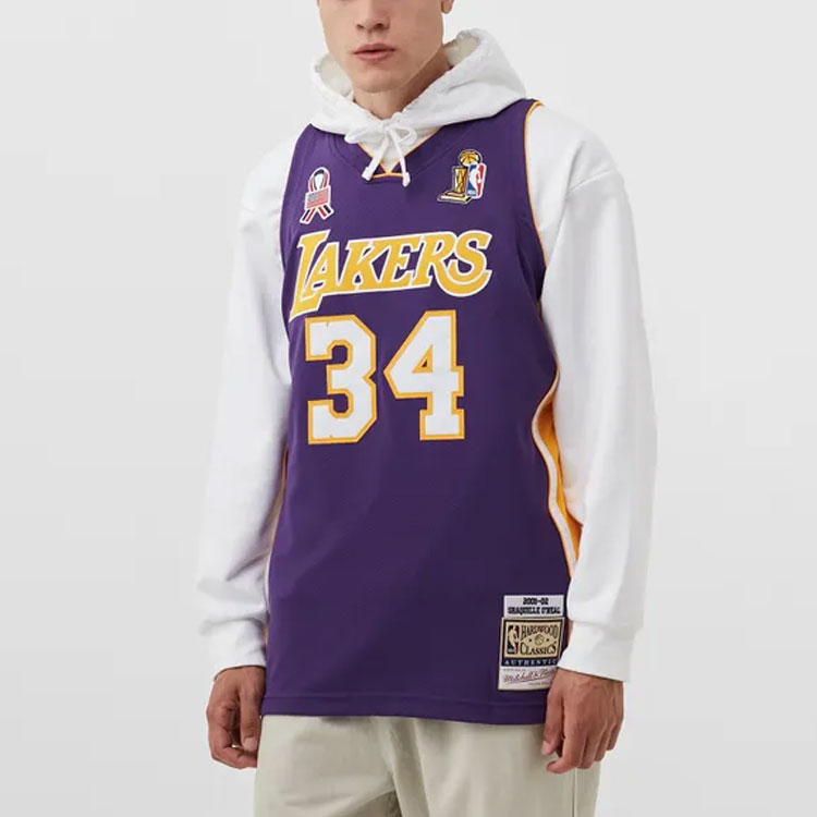 Mitchell Ness Mitchell & Ness Los Angeles Lakers Shaquille O'Neal #34 NBA Purple Jersey. AJY44187-LAL01SONPURP 圖 5