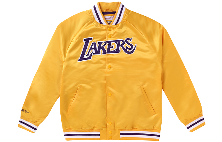 Mitchell Ness Mitchell & Ness Los Angeles Lakers Vintage Gold Baseball Collar Jacket Mens STJKMG18013-LALGOLD