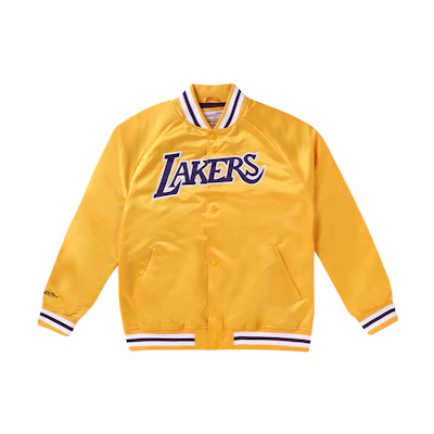 Mitchell Ness Mitchell & Ness Los Angeles Lakers Vintage Gold Baseball Collar Jacket Mens STJKMG18013-LALGOLD
