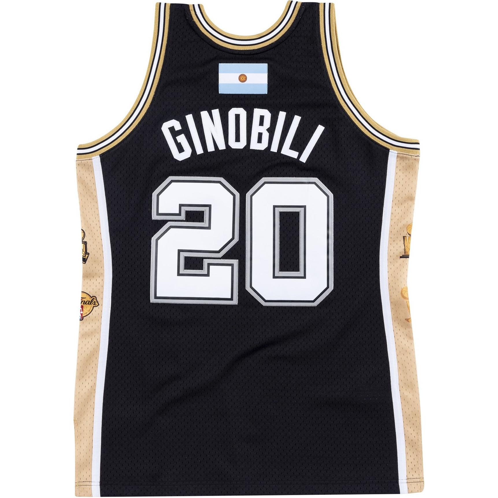 Lookbook ミッチェル&ネス マヌ・ジノビリ サンアントニオ・スパーズ ジャージ ブラック/ゴールド メンズ SMJYCP18194-SASBLCK02MGN