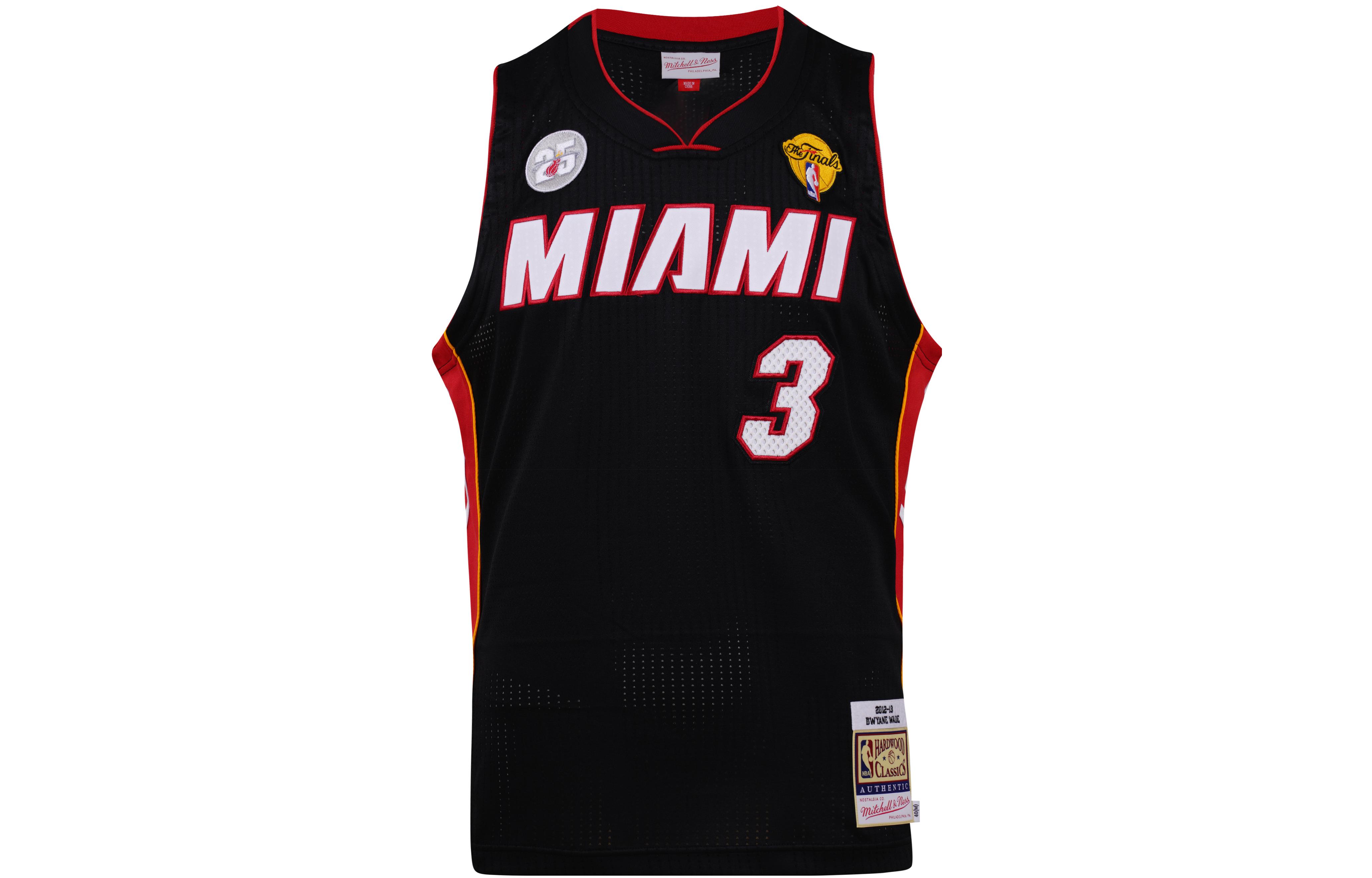 Mitchell Ness Mitchell & Ness Miami Heat Dwyane Wade #3 12-13 Jersey Black Unisex Retro气 AJY44945-MHE12DWABLCK