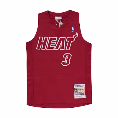 Mitchell Ness Mitchell & Ness Miami Heat Dwyane Wade #3 Retro Basketball Jersey Red. AJY44975-MHE12DWASCAR
