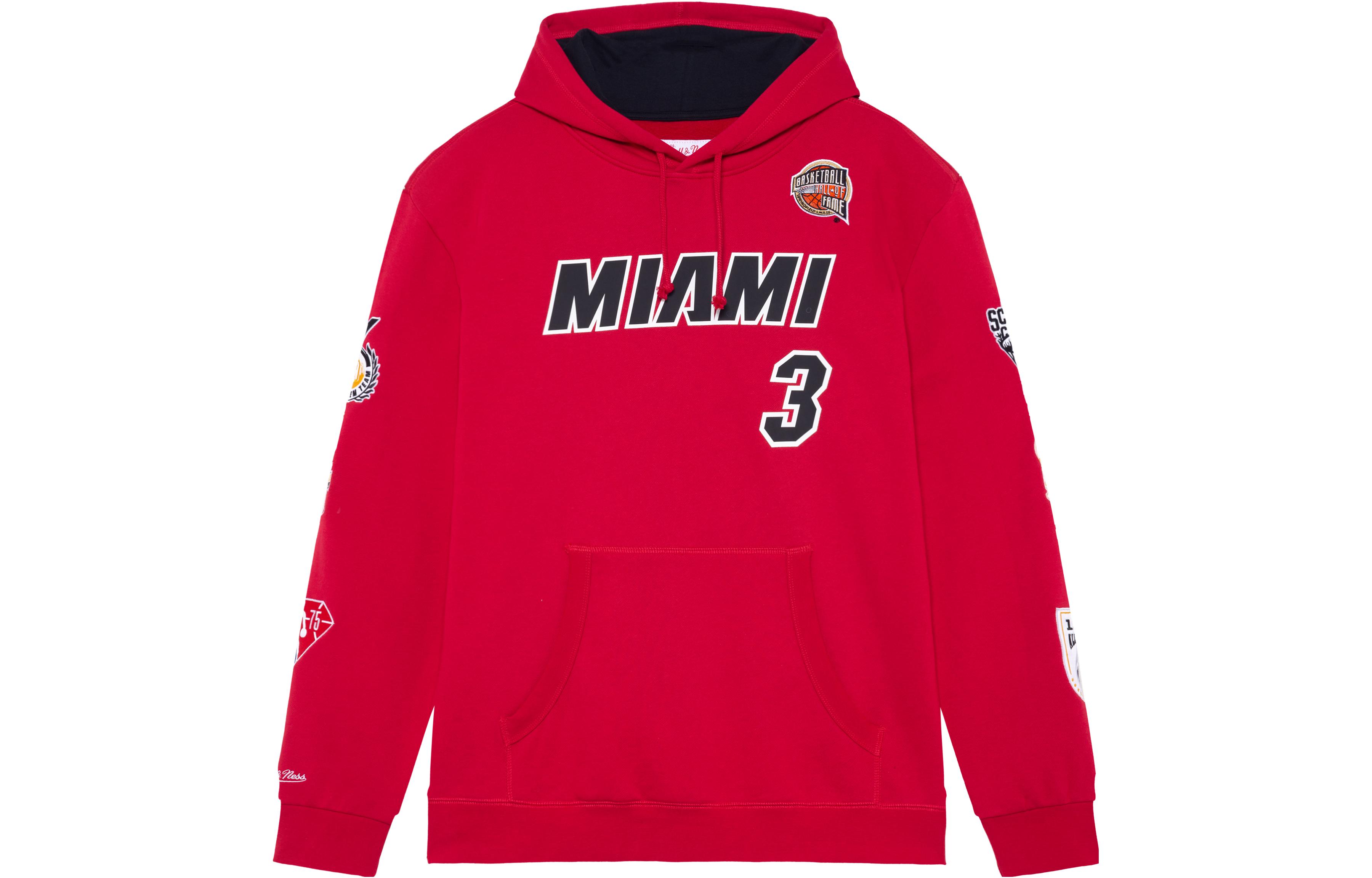 Mitchell Ness Mitchell & Ness Miami Heat Heavyweight Satin Jacket Red Mens Long Sleeve OJBF5516-MHEYYPPPSCAR