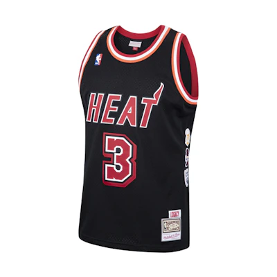 Mitchell Ness Mitchell & Ness Miami Heat Dwyane Wade #3 Retirement Jersey Black . SMJYCP19259-MHEBLCK06DWA
