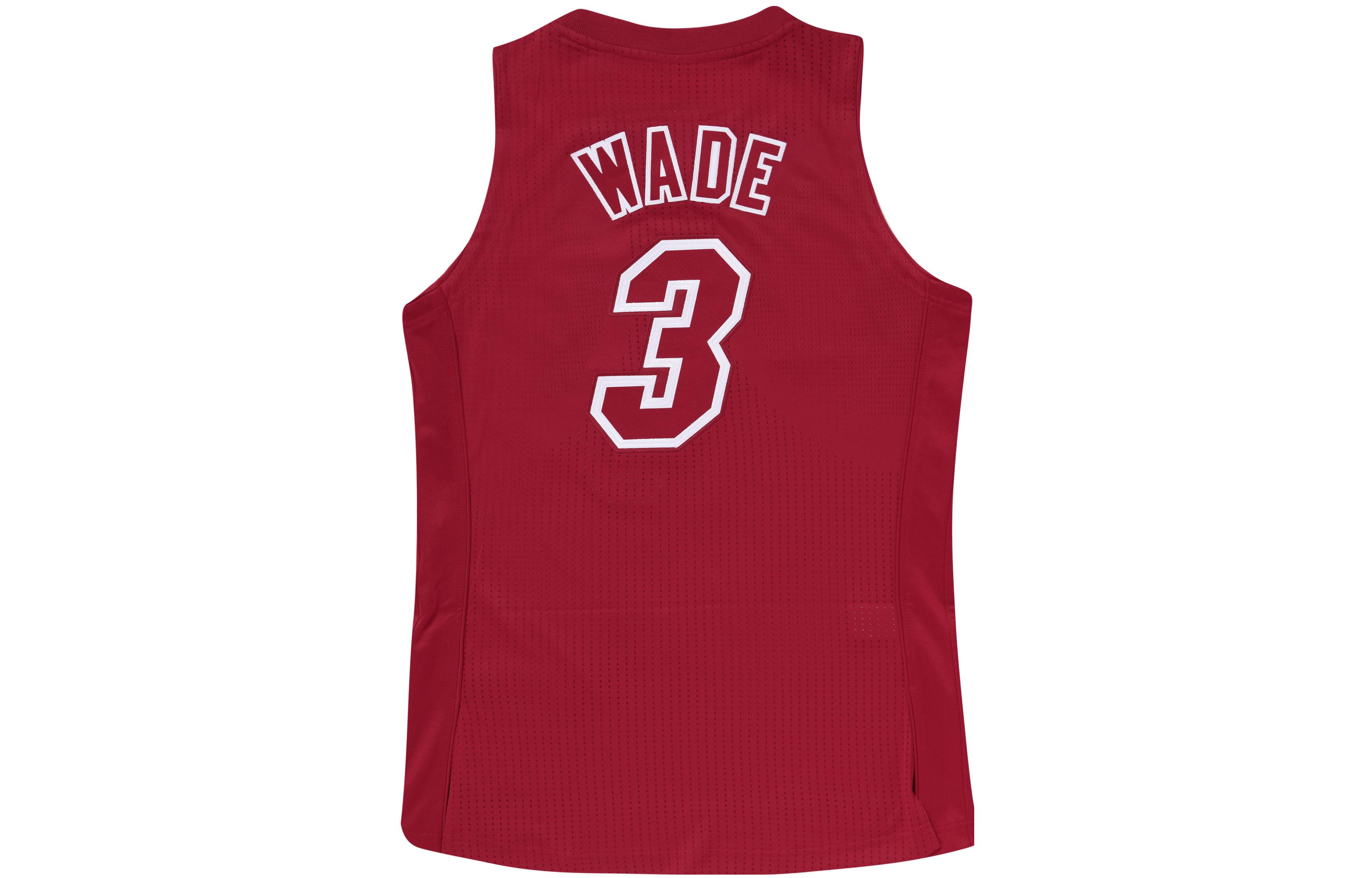 Lookbook 미첼네스 미첼앤네스 마이애미 히트 드웨인 웨이드 #3 레트로 농구 저지 레드. AJY44975-MHE12DWASCAR
