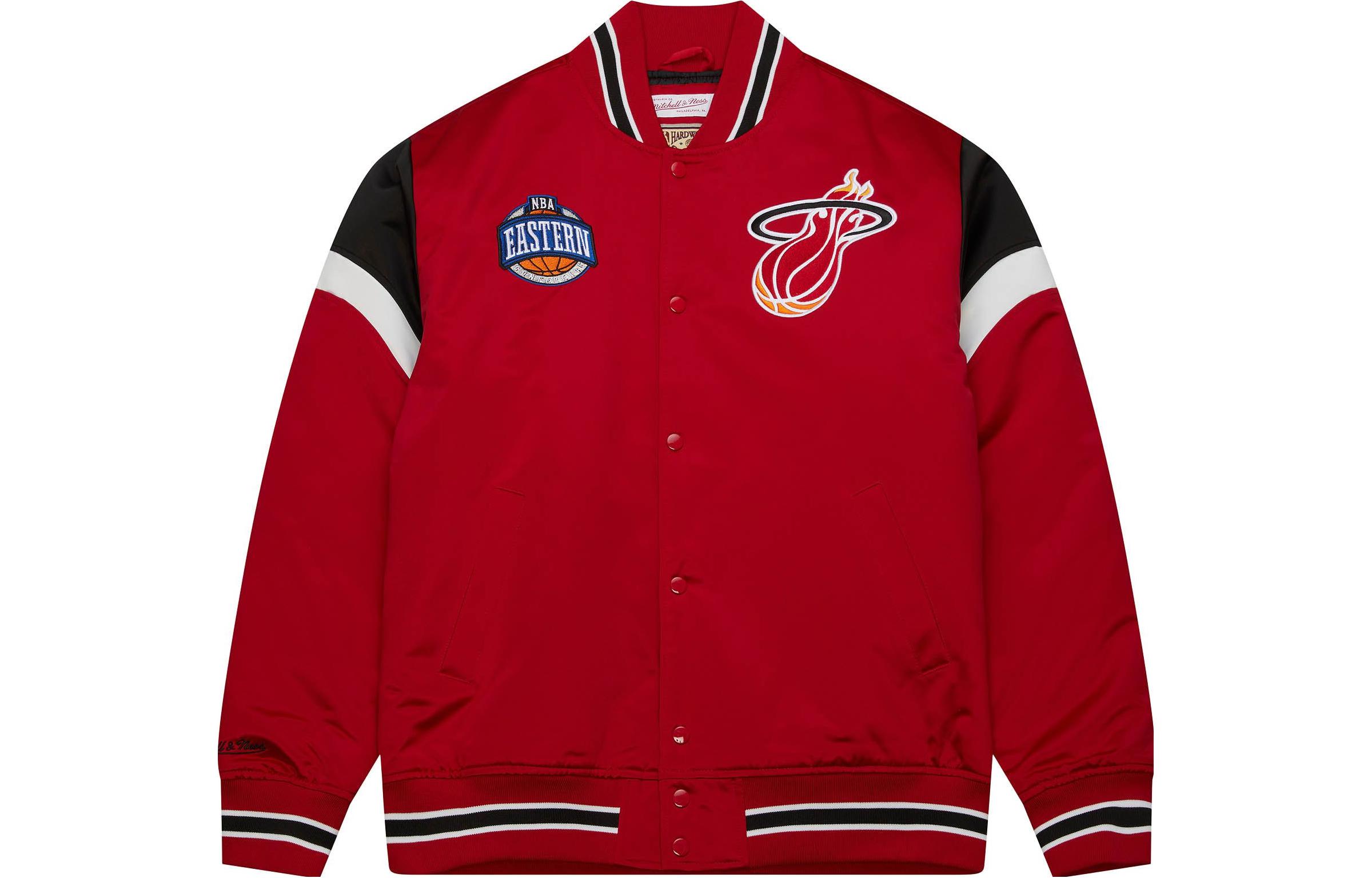 Mitchell Ness Mitchell & Ness Miami Heat Logo Embroidered Colorblock Hoodie Unisex Maroon FPHD5378-MHEYYPPPSCAR