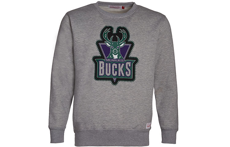 Mitchell Ness Mitchell & Ness Milwaukee Bucks Embroidered Logo Fleece Hoodie Black Winter Wear MN16W21-MIL