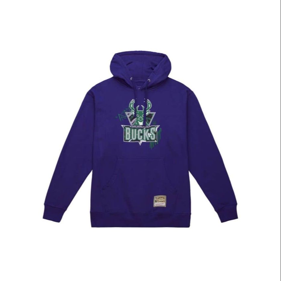 Mitchell Ness Mitchell & Ness Milwaukee Bucks Letter Print Crewneck Sweatshirt Unisex Grey FPHD1040-MBUYYPPPGHPR