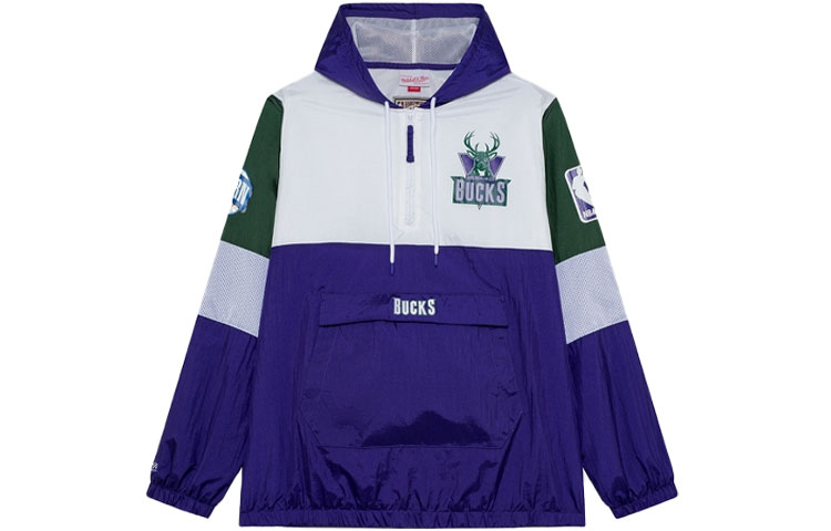 Mitchell Ness Mitchell & Ness Milwaukee Bucks Logo Hoodie Green ( Loose Fit) FPHD4987-MBUYYPPPBUGN