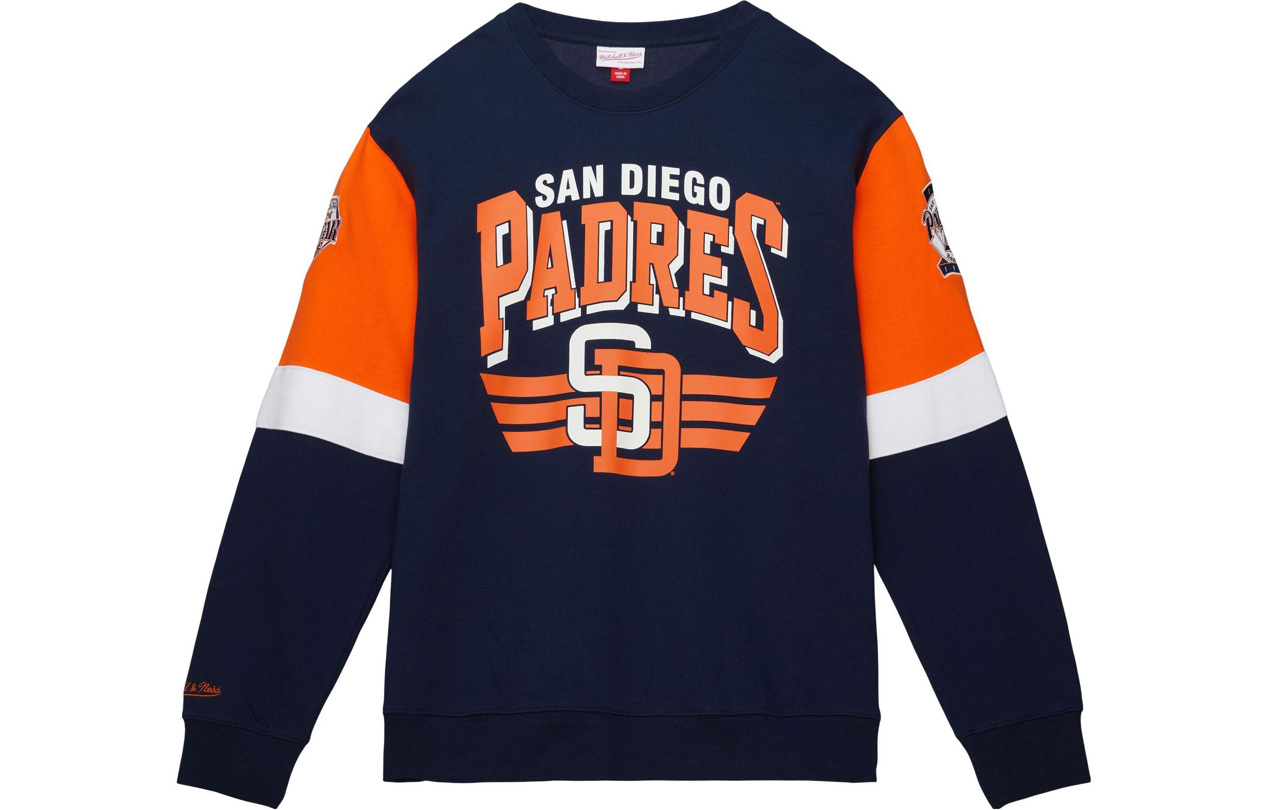 Mitchell Ness Mitchell & Ness Navy Blue Animal Print Striped Letter Hooded T-Shirt FPHD5514-UMIYYPPPNAVY