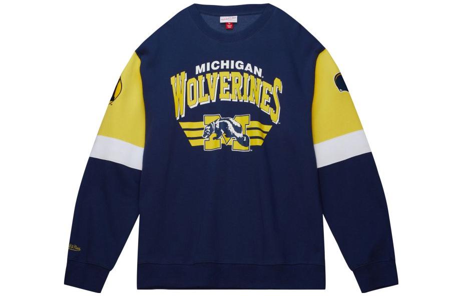 Mitchell Ness Mitchell & Ness Navy Blue Letter Print Pullover Crewneck Sweatshirt GLSTTP22111-GTENAVY