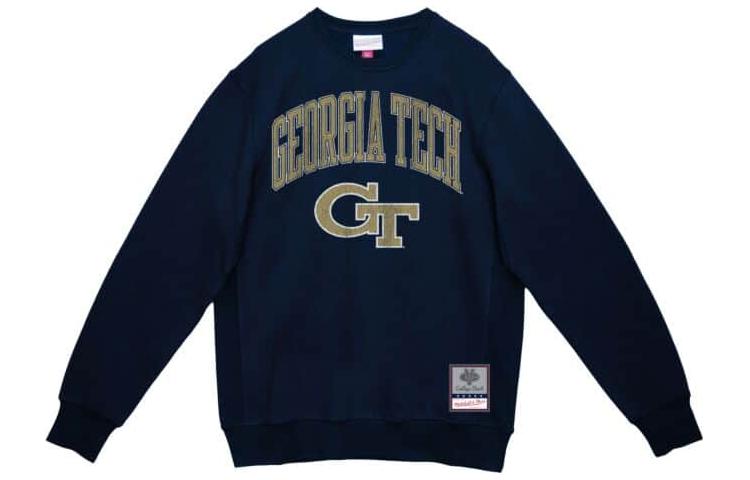 Mitchell Ness Mitchell & Ness Navy Blue Loose-Fit Hoodie with Letter Print Design FPHD1225-HOU