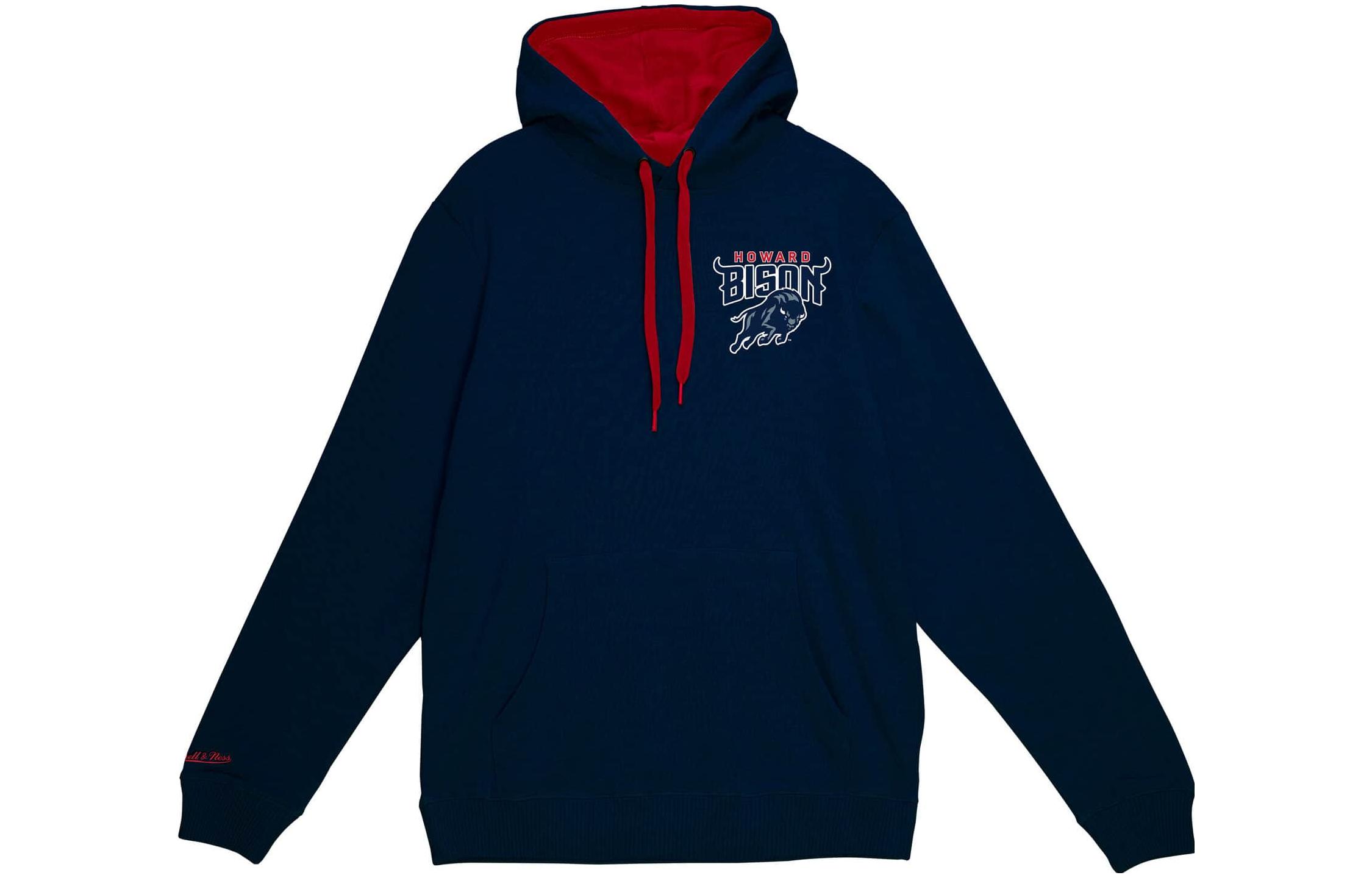 Mitchell Ness Mitchell & Ness Navy Blue Thick Letter Print Pullover Hoodie Unisex MNRQAWTOHC070-NAY