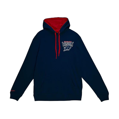 Mitchell Ness Mitchell & Ness Navy Blue Thick Letter Print Pullover Hoodie Unisex MNRQAWTOHC070-NAY