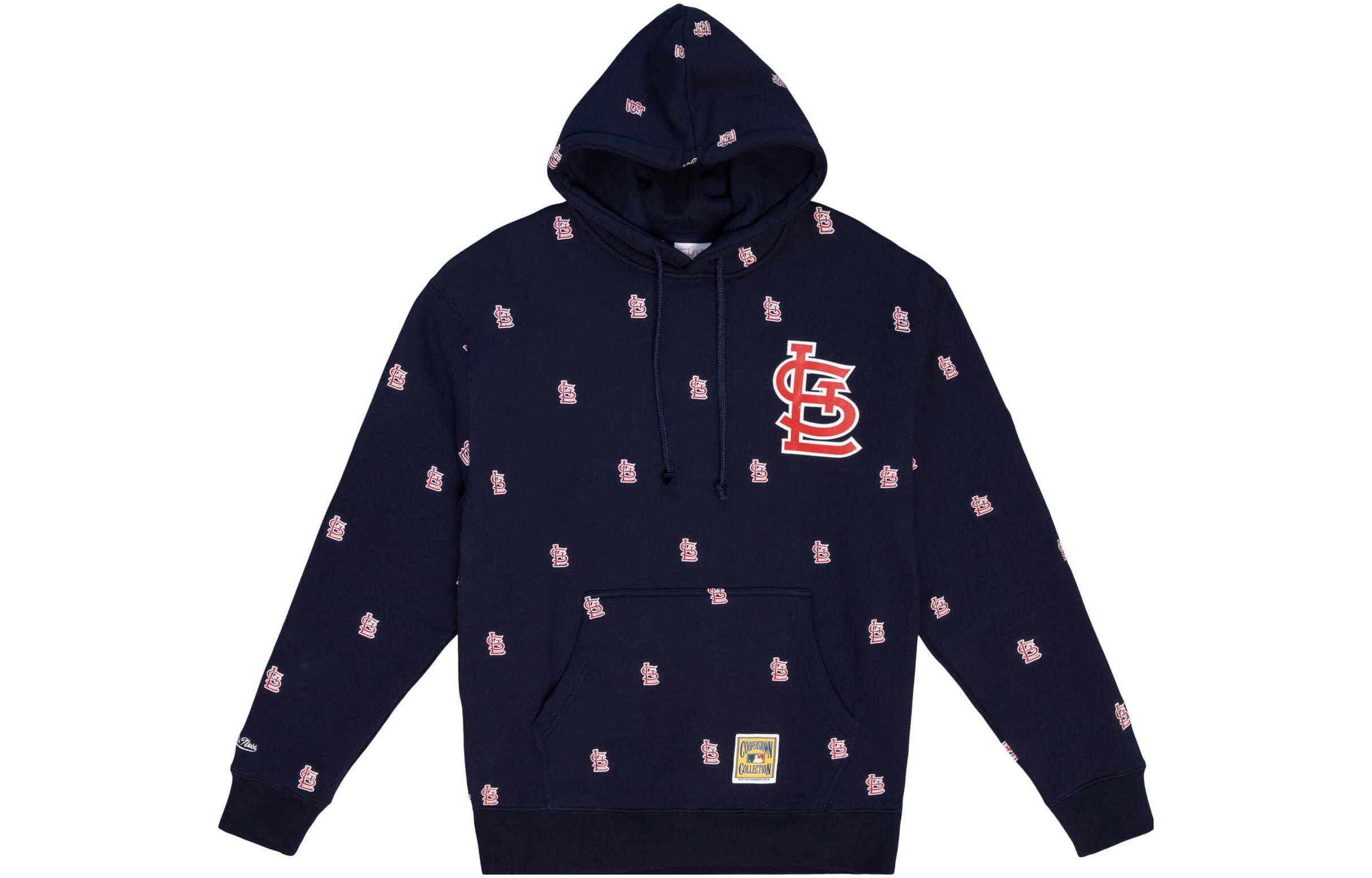 Mitchell Ness Mitchell & Ness Navy Logo Pullover Hoodie Unisex Casual Thick Long-Sleeve MNRQAWTOHC005-NAY