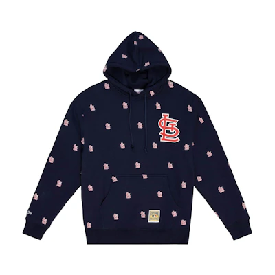 Mitchell Ness Mitchell & Ness Navy Logo Pullover Hoodie Unisex Casual Thick Long-Sleeve MNRQAWTOHC005-NAY