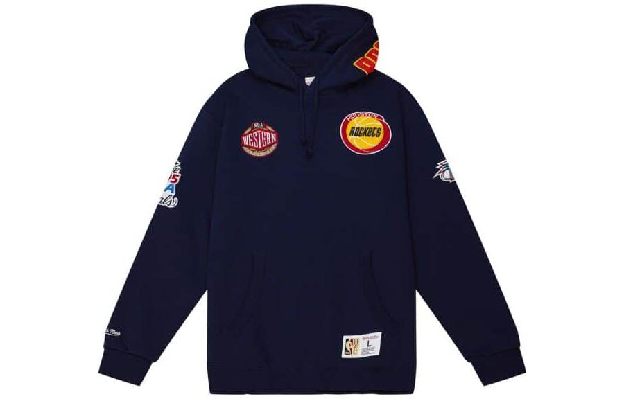 Mitchell Ness Mitchell & Ness Navy Short Sleeve Hoodie with Letter Print Design FPHD5514-UNDYYPPPNAVY