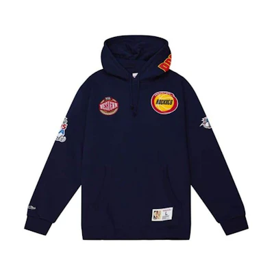Mitchell Ness Mitchell & Ness Navy Short Sleeve Hoodie with Letter Print Design FPHD5514-UNDYYPPPNAVY