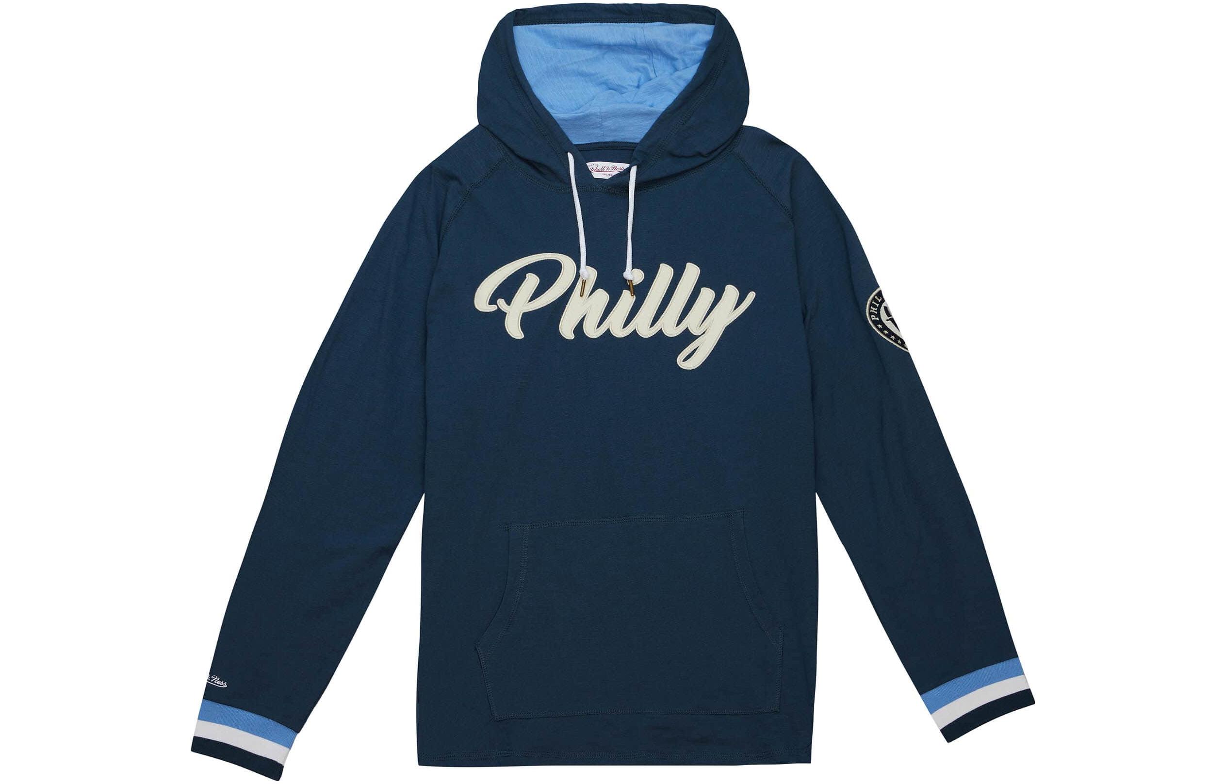 Mitchell Ness Mitchell & Ness Navy Striped Hoodie with Letter Print Design THOD4999-PUNYYPPPNAVY
