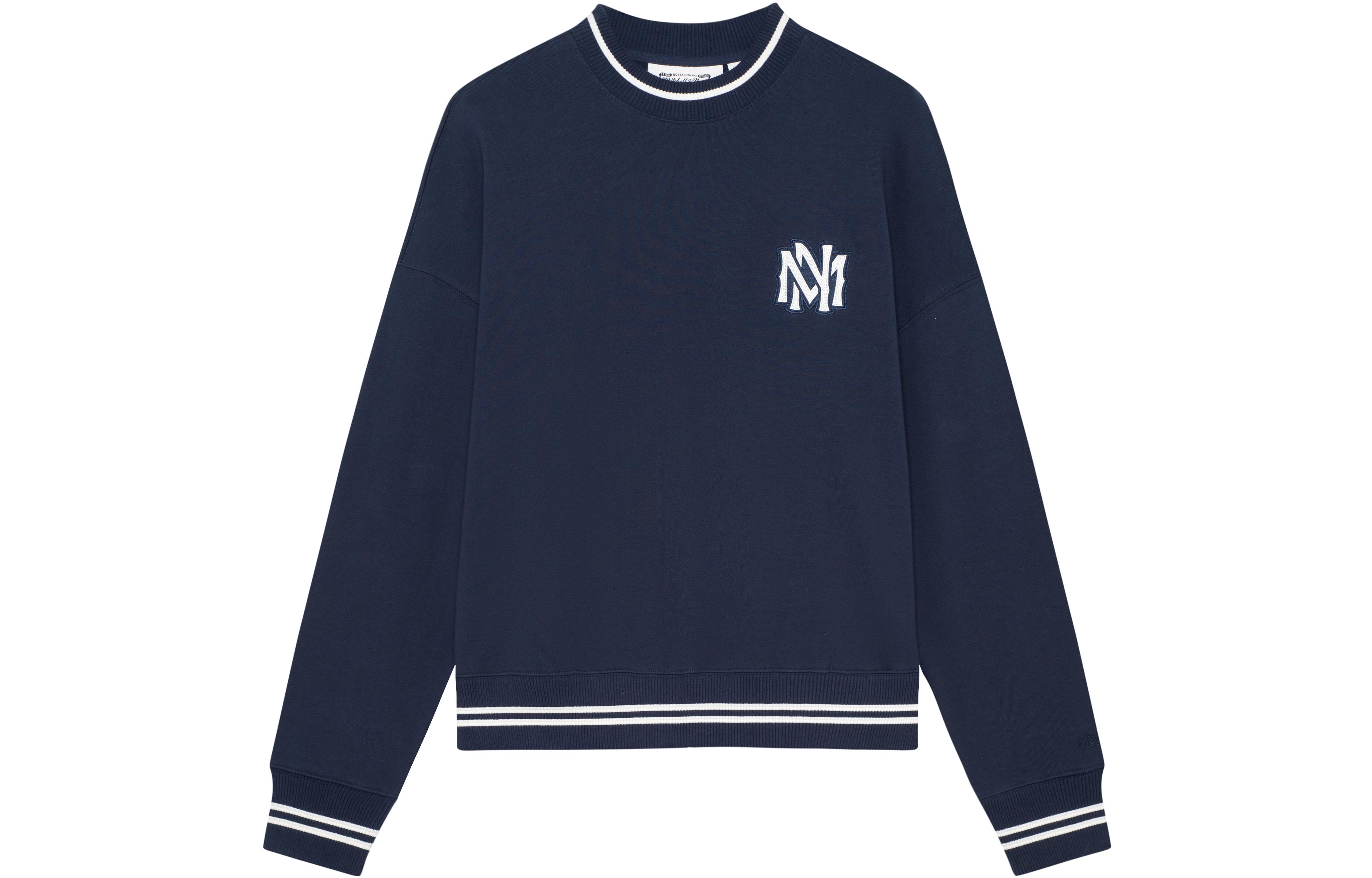Mitchell Ness Mitchell & Ness Navy V-Neck Jacket with Striped Trim & Embroidered Lettering OJPO4996-SDPYYPPPNAVY